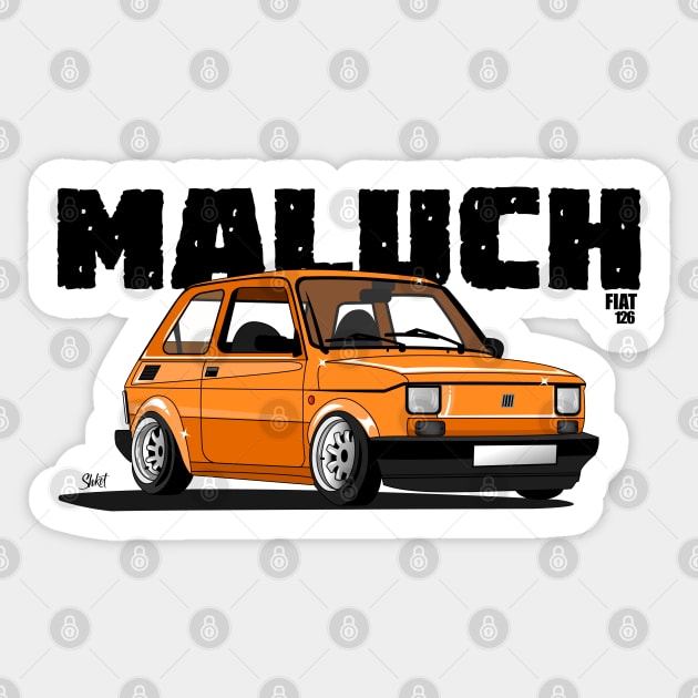 Fiat 126p Maluch Orange Sticker by shketdesign